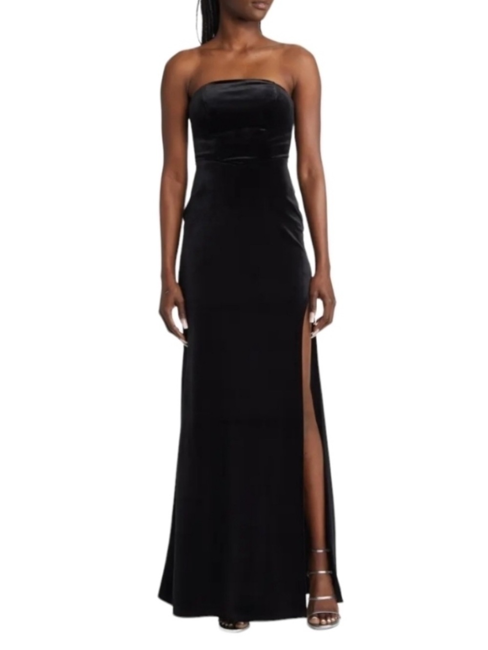 Strapless Velvet Maxi Dress